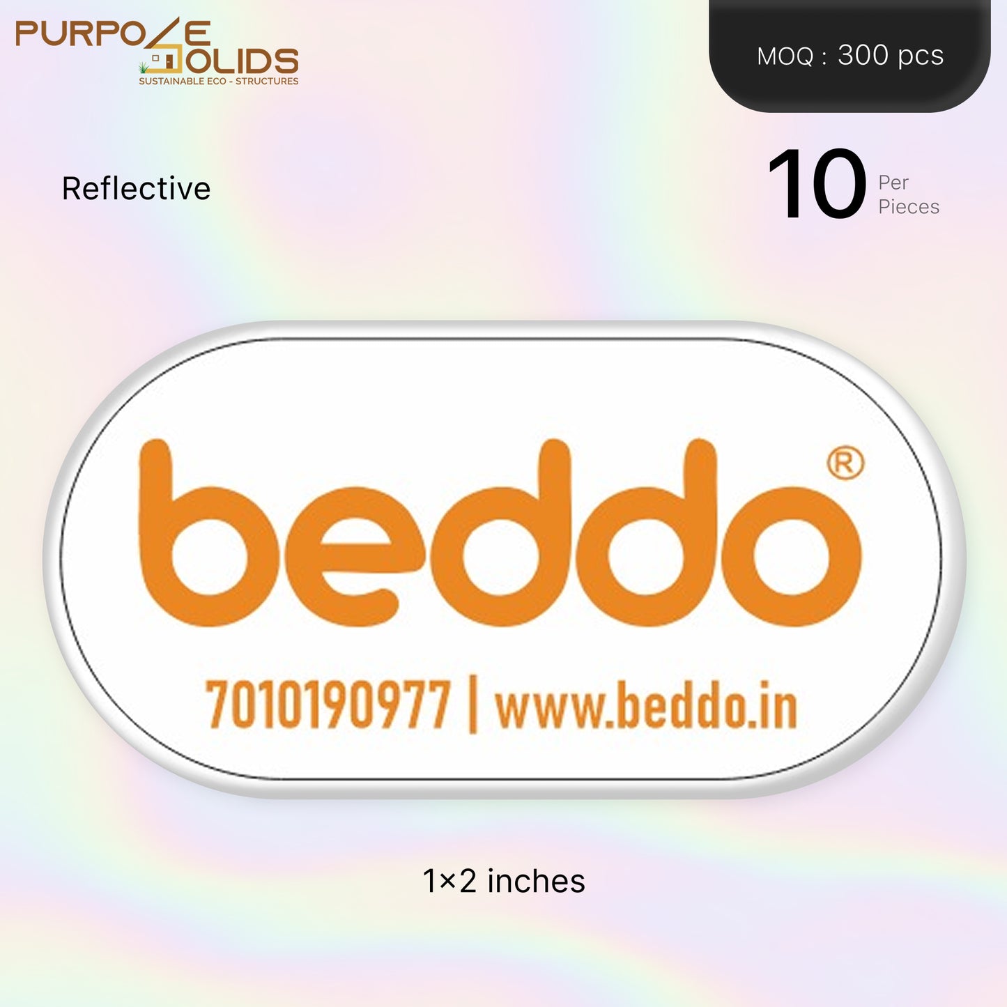 Wooden Cot Reflective Dome Sticker (1x2 inch)