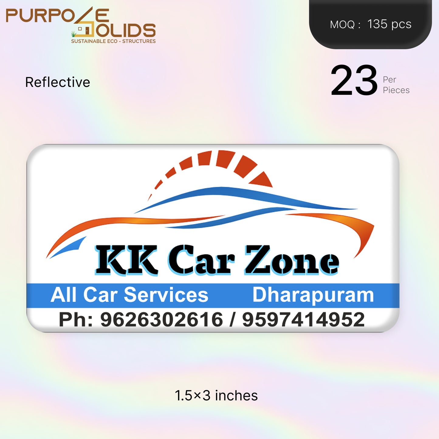 Car Decorators Reflective Dome stickers (1.5X3 inch)