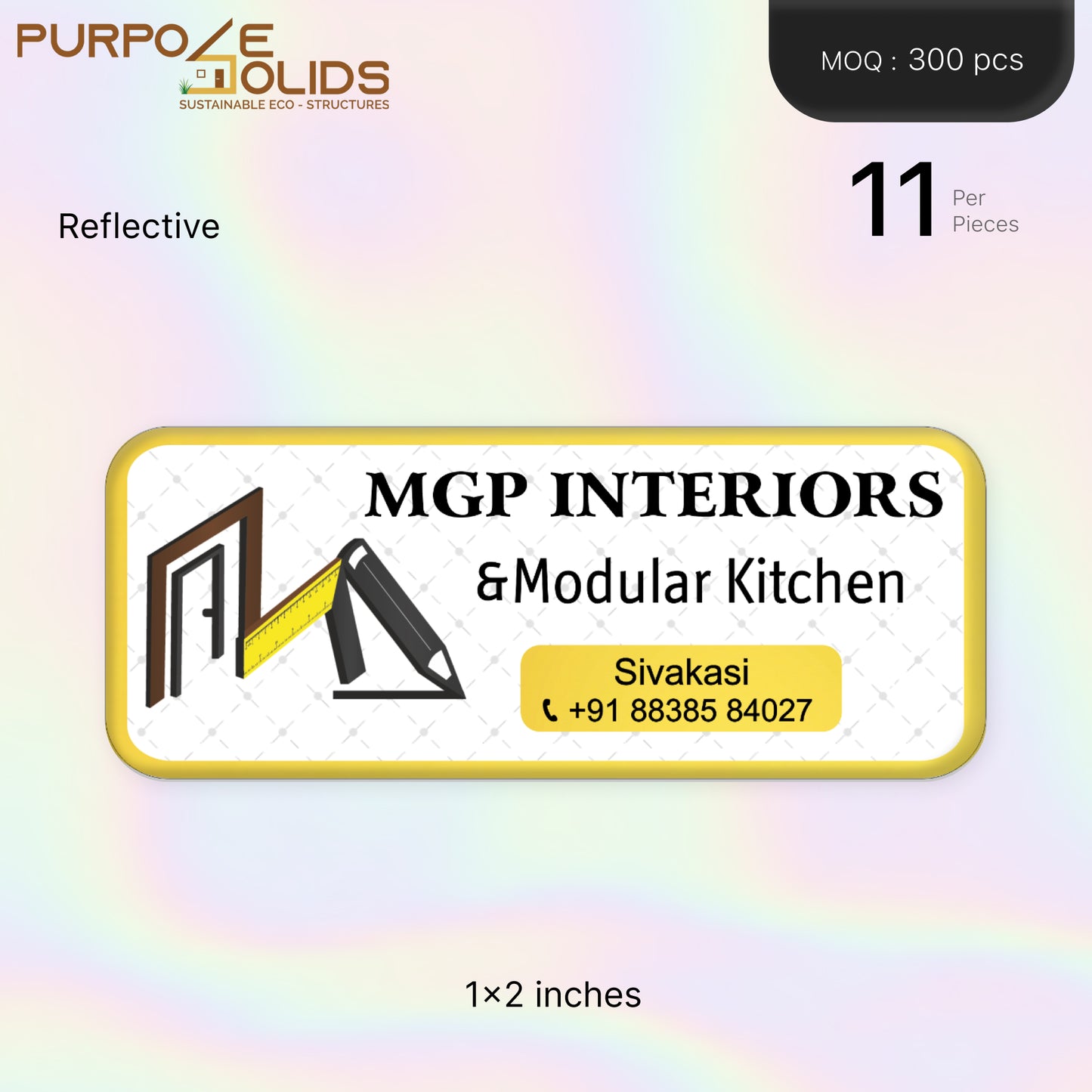 Interior Decarator Branding Reflective Dome Sticker (1x2 inch)