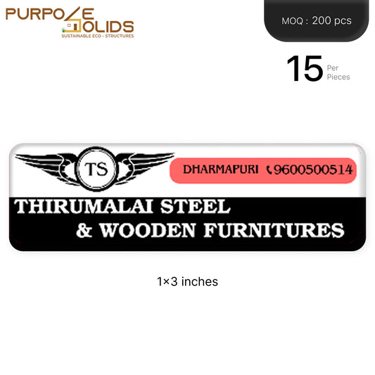 Wooden Furniture Branding Dome Sticker (1x3 inch)